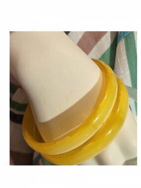 Yellow Resin Bangle Bracelets DUO